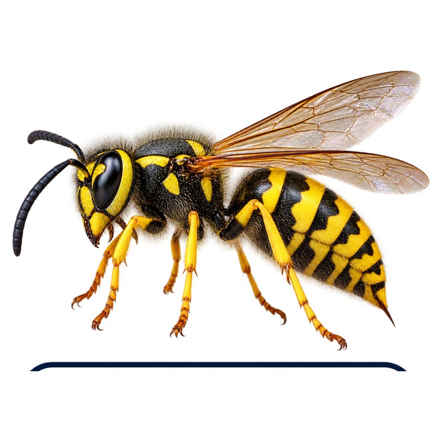 A yellowjacket in profile: a stocky wasp with high-contrast bright yellow and black banding and a black head marking.